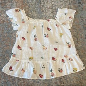 Zara Fruit Pattern Peplum Top